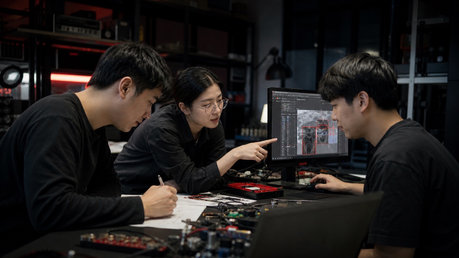 早期项目团队在实验室测试 AI 原型